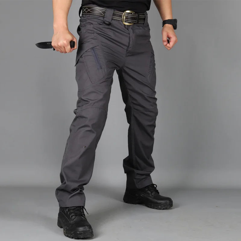 Summer Men's Tactical Cargo Pants Casual Trousers Multi-Pockets Waterproof Pants Lightweight Quick Dry Outdoor Hiking Trousers