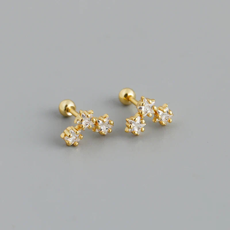 925 Sterling Silver Fashion Korean Petal Screw Bead Stud Earrings for Women Charm Ear Bone Piercing Jewelry Accessories