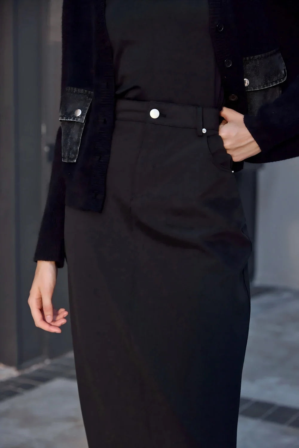 Women 2026 Autumn and Winter Denim V-neck Dress Knitting Cardigan Mock Neck Modal Shirt