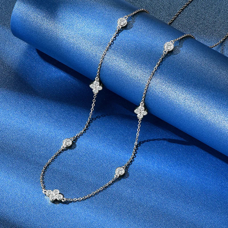3mm&2mm Moissanite Choker Necklaces Collar Plata 925 Sterling Silver Clavicle Chain Necklace For Women Neck Jewellry Gift