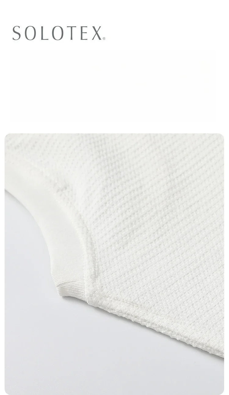 Autumn Lightweight Waffle Knit Base Layer Top  Men - Fashionable Loose Fit Versatile Long-Sleeved Round Neck T-Shirt/Sweatshirt