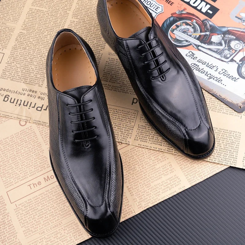 Deluxe Men's Leather Shoes Formal Dress Shoes Wedding Party  Oxford Handmade Comfortable Lace Up Genuine Leather Men's Shoe