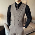 ( Vest + Pants) Double Breasted Stripe Suit Vest With Pants New Men Fashion Slim Business Casual Wedding Dress Vest 2 Pcs Sets
