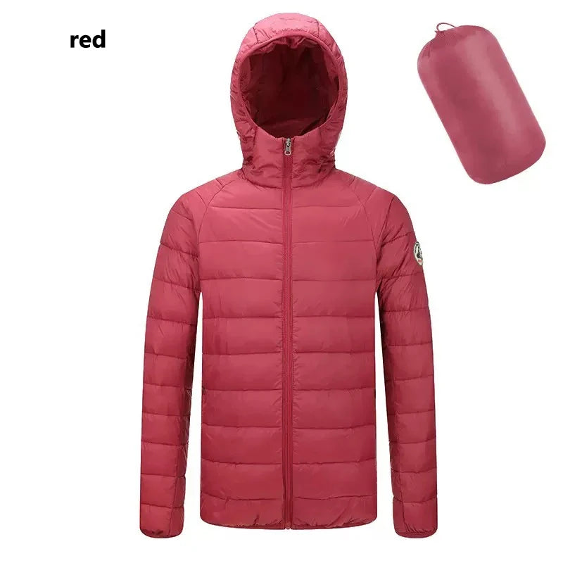 Spring Autumn Men Women Long sleeves Embroidery logo Zipper Front Going Out Light Thin Hooded Down Jacket Warm And Windproof