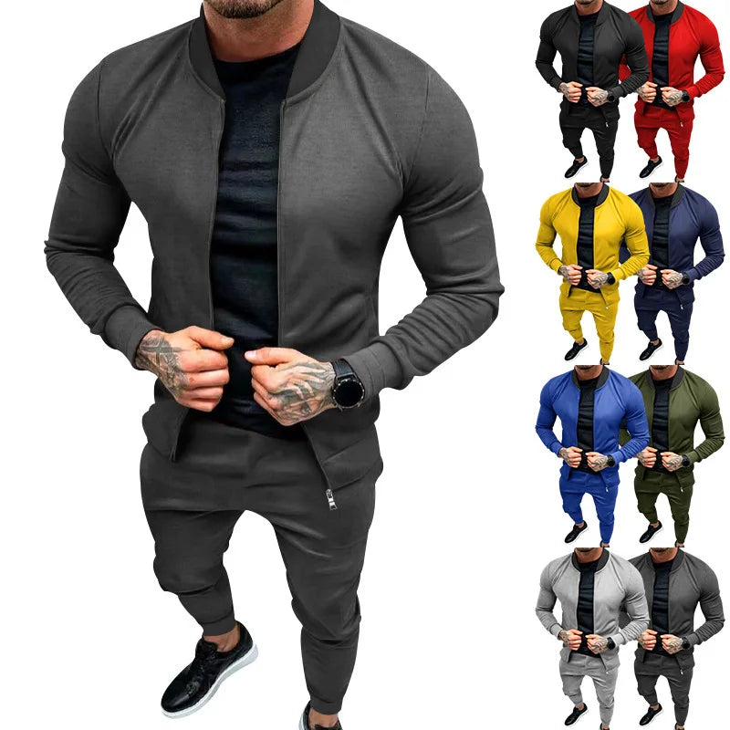 2025 Men's Fitness Sports Style Outdoor Casual Zipper Set In Stock