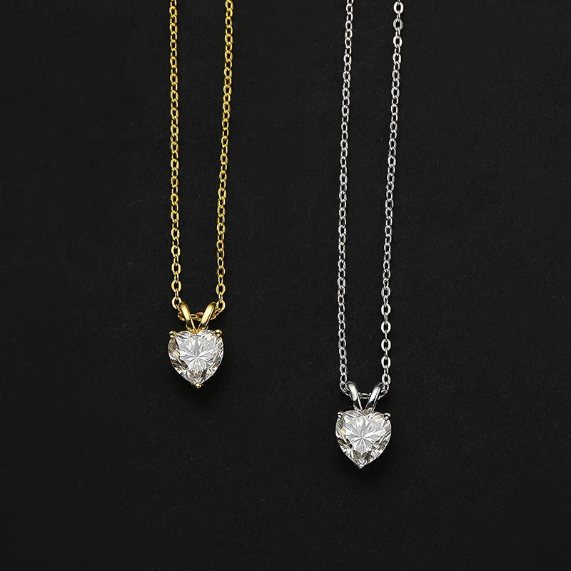 1ct Certified Heart Cut Moissanite Necklace for Women Classic 100% S925 Sterling Silver Pendant Jewelry Wholesale GRA