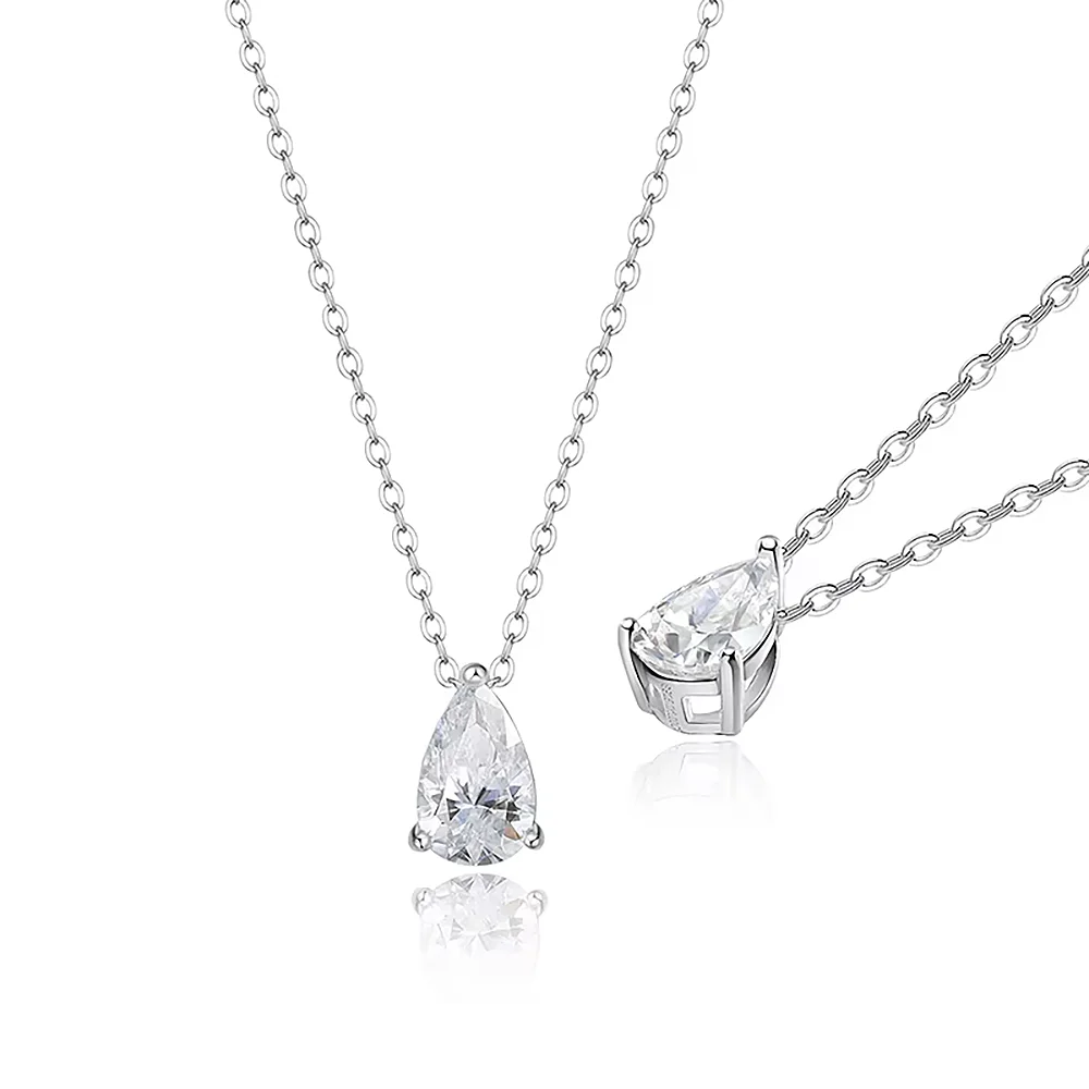 with Certificate 1/2/3/4carat Teardrop Moissanite Pendant Necklace S925 Silver Pear Cut Solitaire Diamond Neck Chain for Women