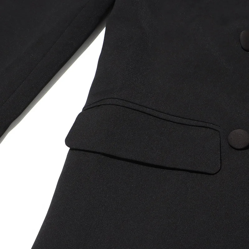 New Arrival Women Back Hollow Out Design Double Breasted Suit Jackets Y2K High Street Streamer Decoration Temperament Coat