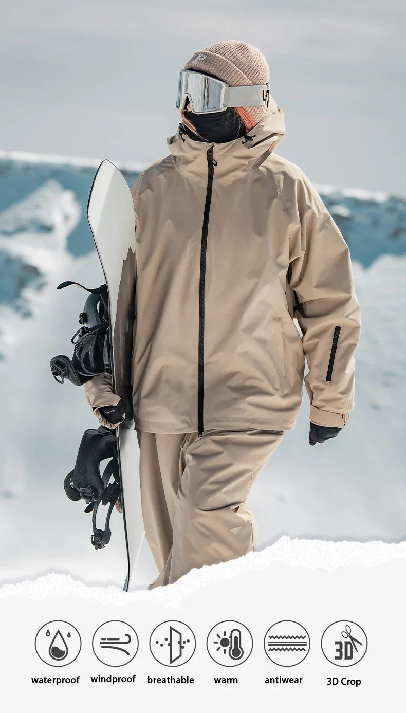 SNOW Winter Ski Jacket Men Waterproof Insulated Snow Tops Super Loose Snowboard Clothes Breathable Windproof Skiing Hoodies