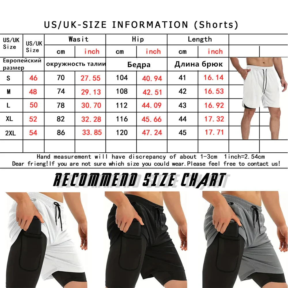 Funny Face 2 in 1 Shorts T Shirt Suits Men's Fitness Breathable Second Skin Compression Shirts Sets Gym Double Deck Shorts
