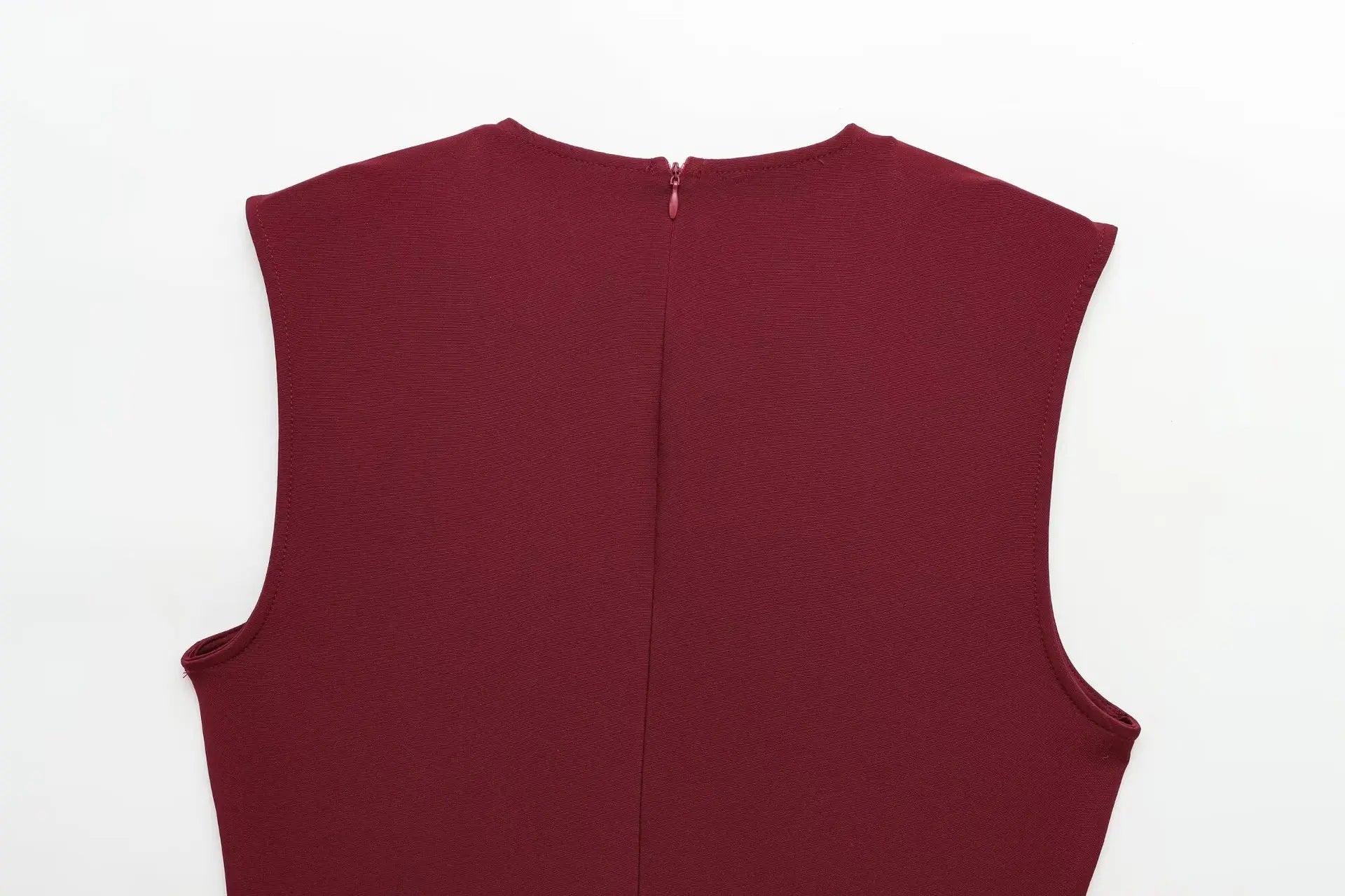 Female Summer Elegant Midi Dress O-Neck Hem Slit With Belt Sleeveless Single Breasted Back Zipper Fashion Long Dress