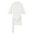 2026 Women Elegant White Short-Sleeved Backless Sequined Splicing Decoration Sexy Short Dress Woman Fashion Party Mini Dress