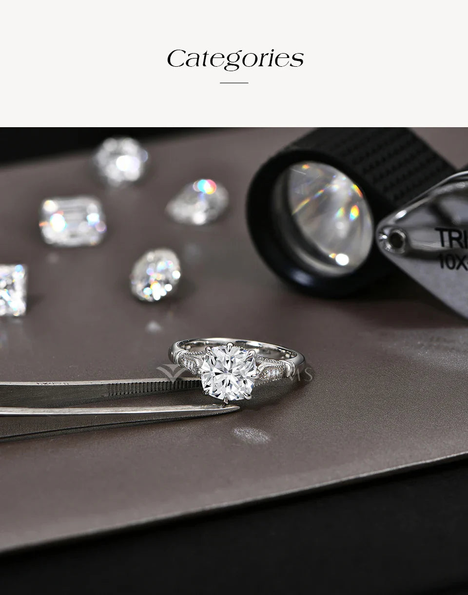 Original Design Moissanite Ring Lab Diamond Sparkling 925 Sterling Silver  for Women Engagement Fine Customized Jewelry