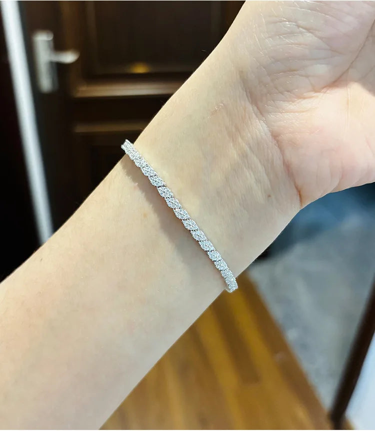 Full Moissanite Diamond Hook Link Chain Bracelet 1.2mm D Color For Woman Man S925 GRA Certified Couple Bracelets Bangle