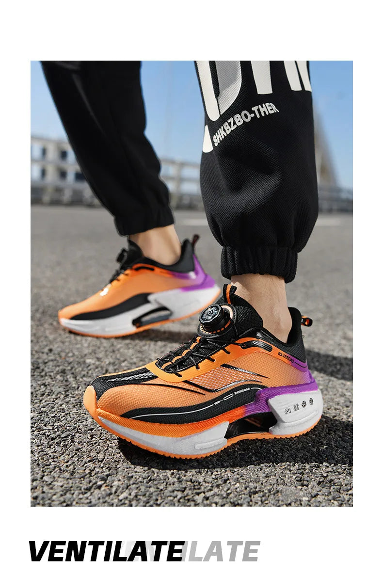 Family carbon plate running shoes for Boys Big Boys Student rotating button Technology TPU+ Popcorn high pop sneakers for girls
