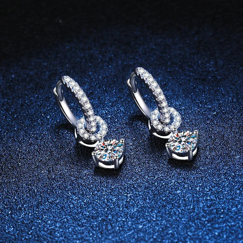 D VVS1 Moissanite Diamond Hoop Earrings 925 Sterling Silver for Women with Gold Plated Fine Drop Earring Fine Jewelry
