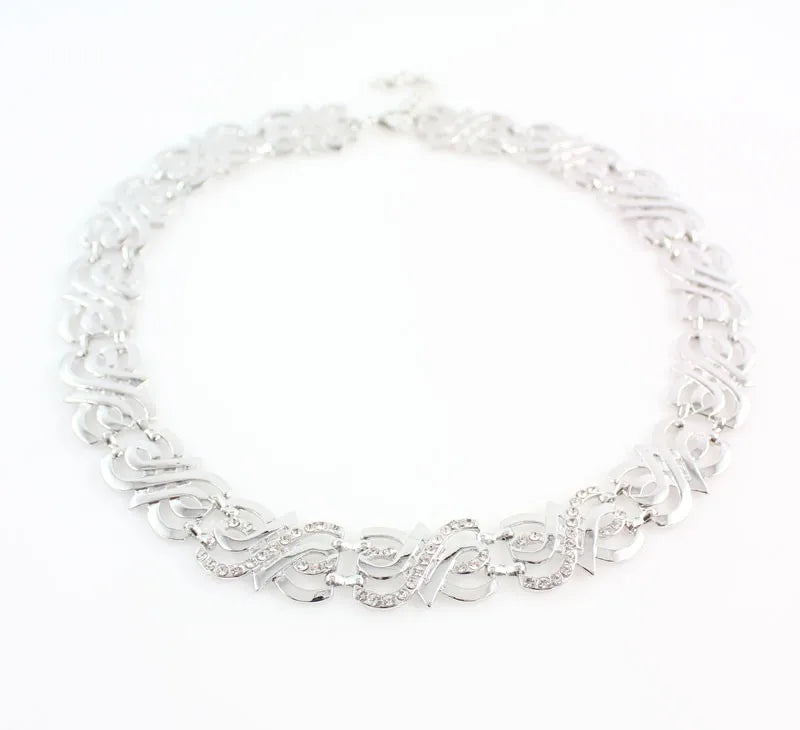 Women wedding Crystal jewelry sets gold Silver color sets necklace earring ring Bracelet african beads jewelry sets