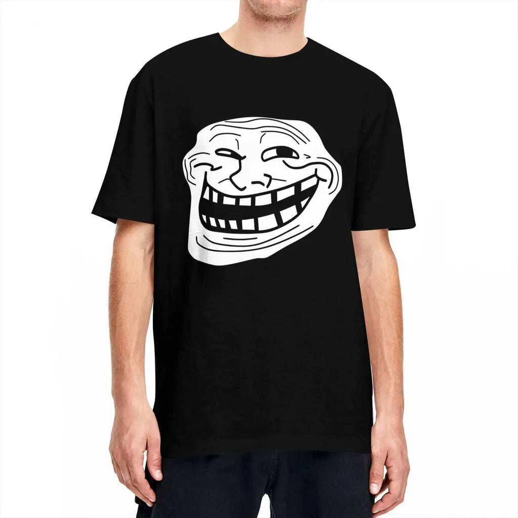 تي شيرت رجالي بتصميم Rage Comic Trollface مضحك على طراز أنيمي الهيب هوب بأكمام قصيرة، قمصان صيفية رائعة من القطن الخالص بياقة مستديرة مقاس 6XL