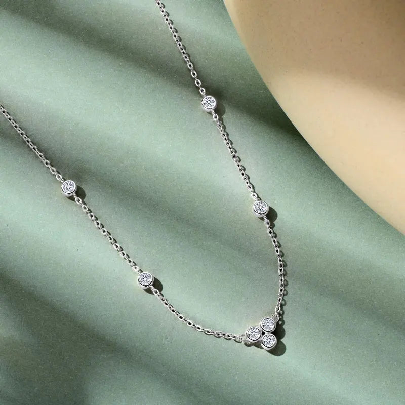 GRA Certified 3mm Moissanite Pendant Necklaces 925 Sterling Silver for Women Necklace Chains Wedding Fine Jewelry Gifts