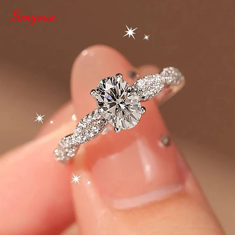 Oval Cut 5*7mm Certified Moissanite Rings for Women Plated 18k Classic Wedding Jewelry 925 Sterling Silver Lab Diamond