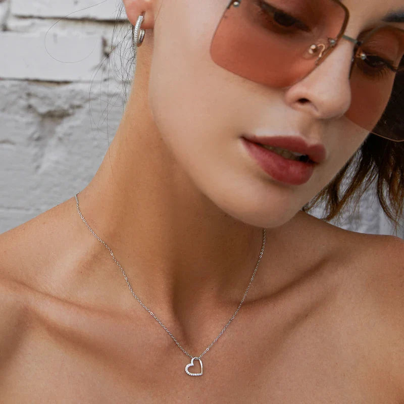 Genuine 925 Sterling Silver The shape of love Chain Necklace for Women Fine Jewelry New Collar SCN347