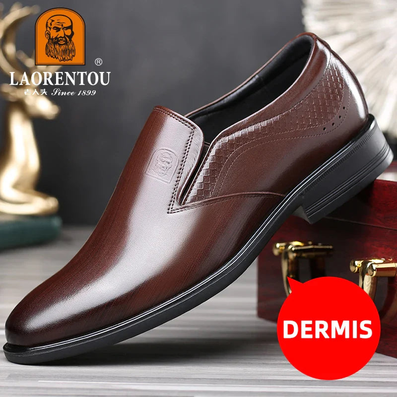 Men's Genuine Leather Casual Shoes – Breathable Comfort Walking Sneakers, Brown/Black, EU 40–47