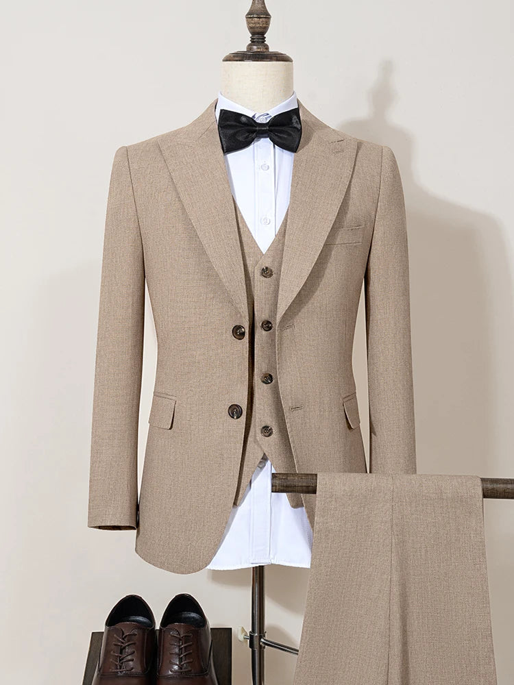 New 2 buttons on suit grey modern design mens office wear blazer coustime homme luxe Bead edge craftsmanship