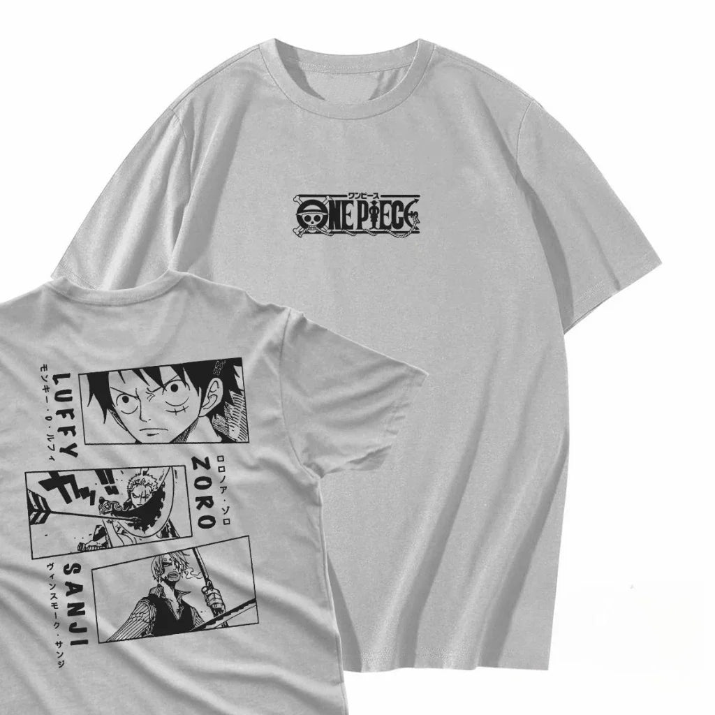 تي شيرت أنمي ياباني ONE PIECE صيفي كاجوال رياضي فضفاض كبير الحجم مريح من القطن بأكمام قصيرة للرجال والنساء