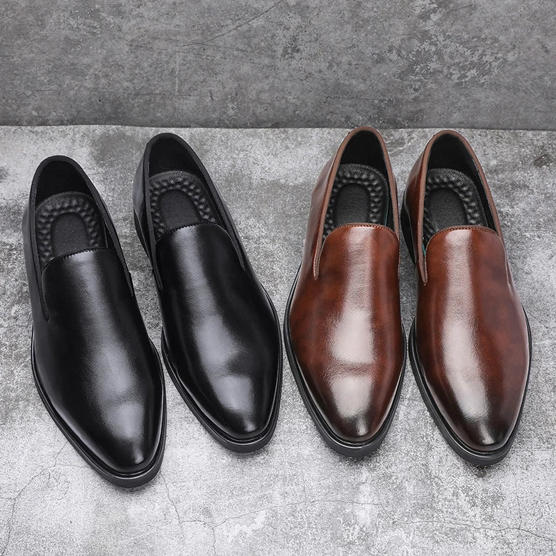 Italian brand mens Loafers Men's brown daily soft sole red sole patent leather shoes Outdoor business dress shoes big size：38-48