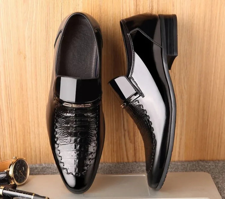 Men's Business Casual Leather Shoes Korean Style Pointed Toe Breathable Big Size Office Groomsmen Groom Wedding