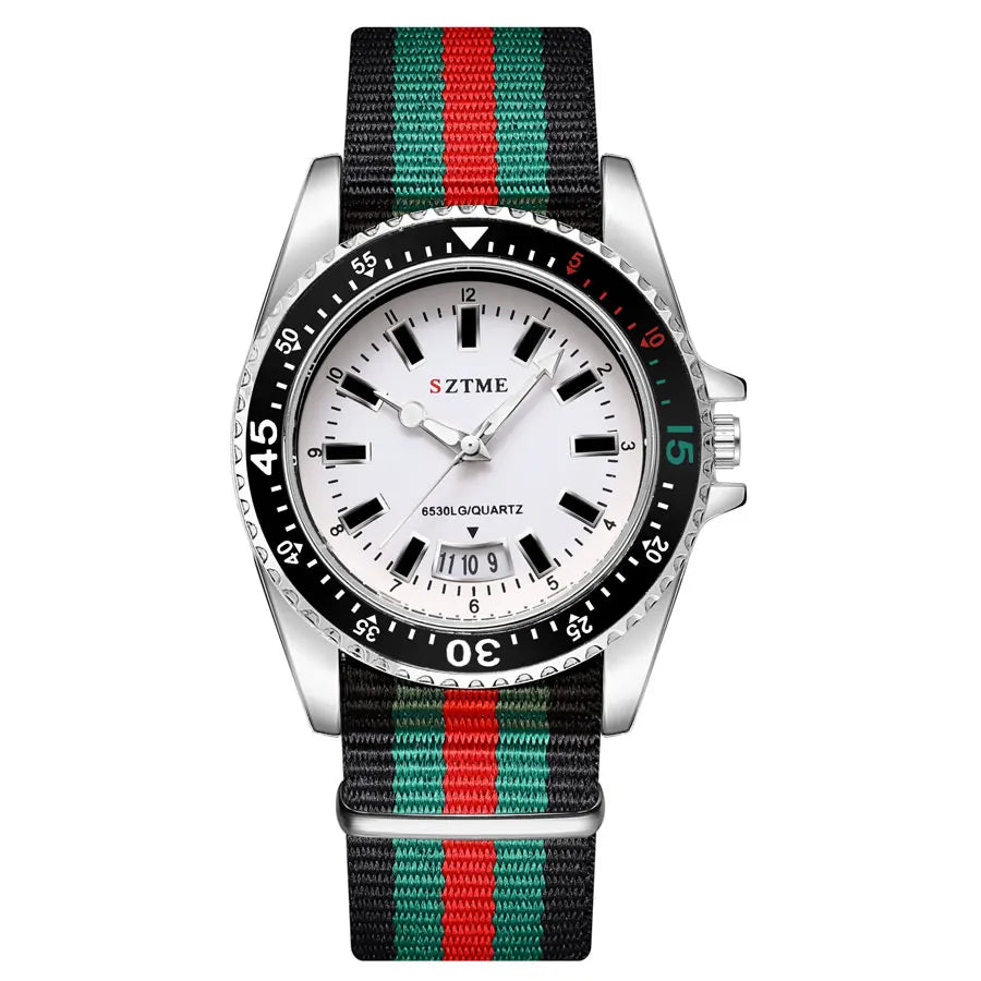 New fashionable women's nylon strap calendar watch, luxurious and simple casual couple luminous quartz watch