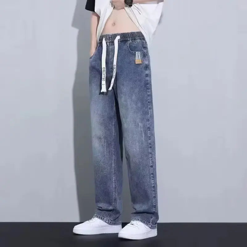 Men's Loose Fit Straight Leg Wide Leg Pants New Spring/Summer Casual American Trendy Brand Boys' Casual Jeans