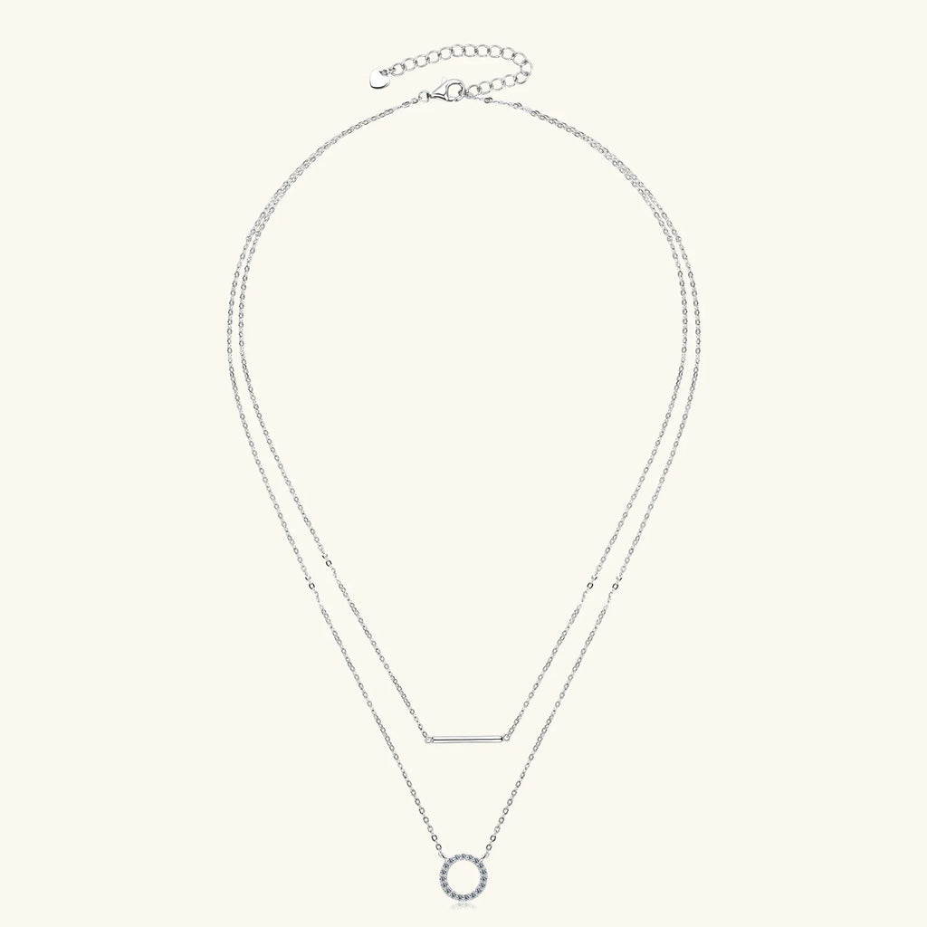 Dainty 1.5mm Moissanite Necklace for Women 14K Gold/Sterling Silver Plated Double Layer Chain Trendy Jewelry Gifts