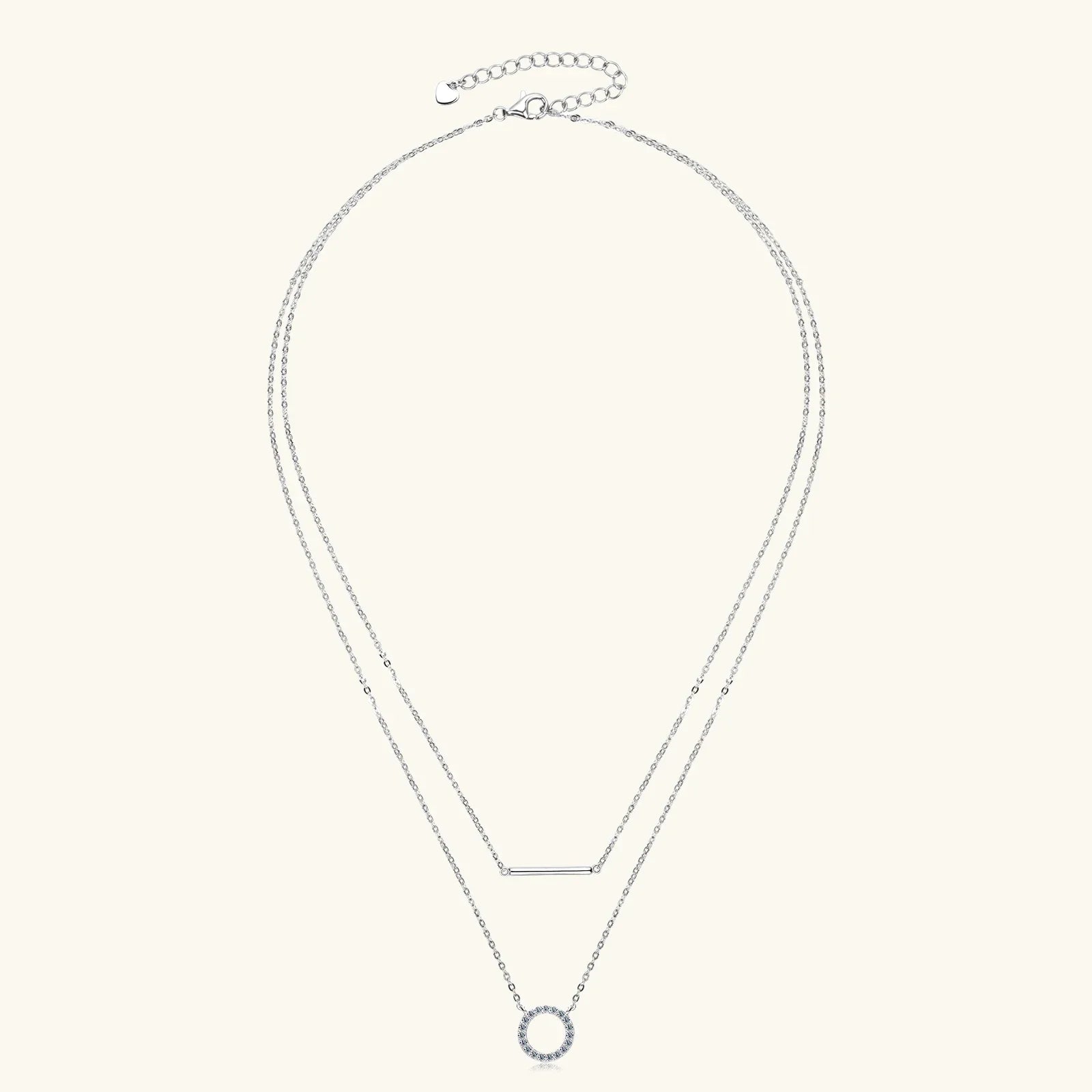 Dainty 1.5mm Moissanite Necklace for Women 14K Gold/Sterling Silver Plated Double Layer Chain Trendy Jewelry Gifts