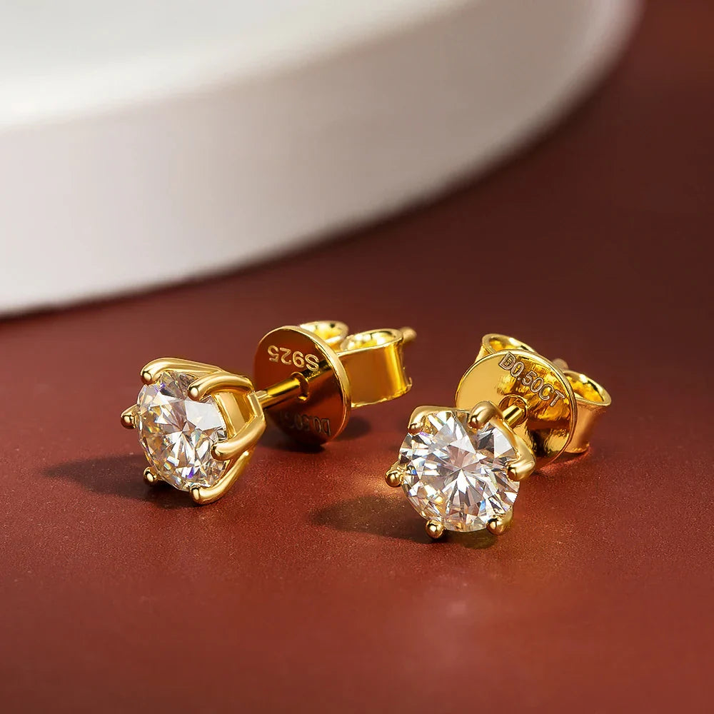 Real 1 Carat D Color Moissatine Stud Earrings For Women D Color 925 Sterling Silver Earrings Wedding Party Fine Jewelry