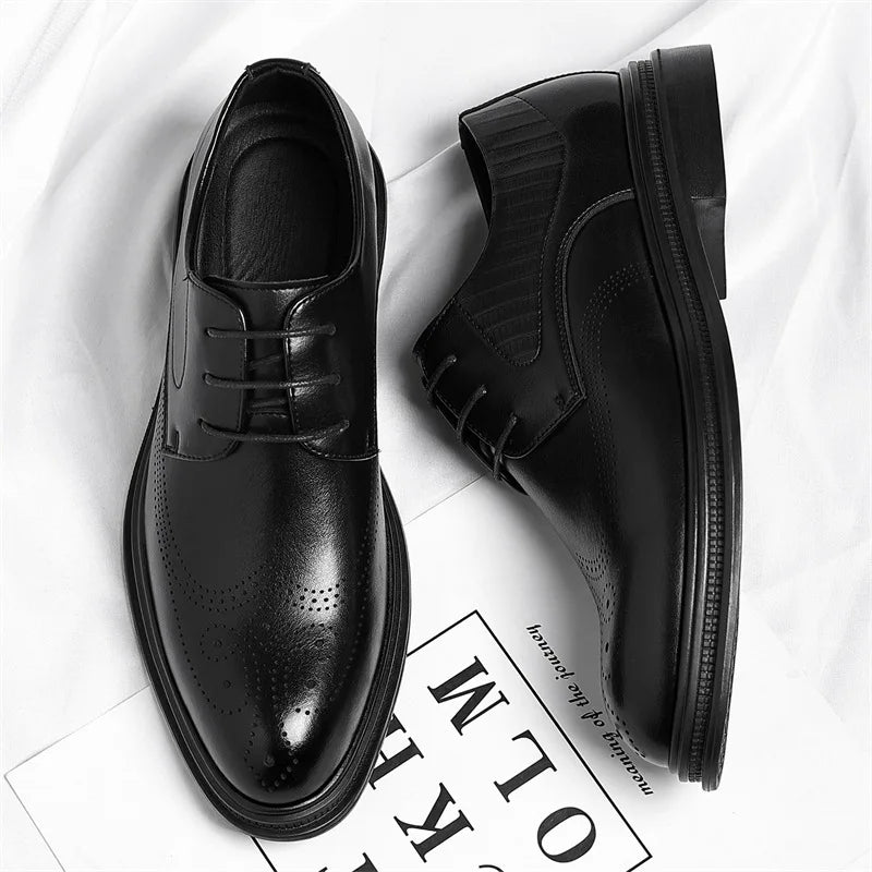 Business Formal Casual Wedding Shoes for Men Fashion New Designer Inner Increase Shoes Male Spring Autumn Retro Leather Shoe Man