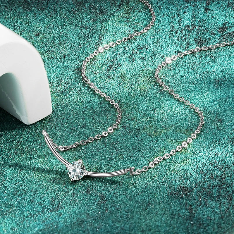 Minimalist Choker Necklace For Women 925 Sterling Silver 5mm 0.5ct Moissanite Pendant Necklace Delicate Daily Jewelry Gift