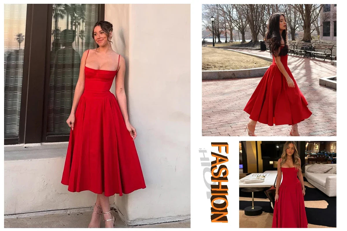 Summer Floral Print Dress Elegant 2025 New Arrivals Spaghetti Strap Flare Dress Maxi Holiday Party Dresses Women