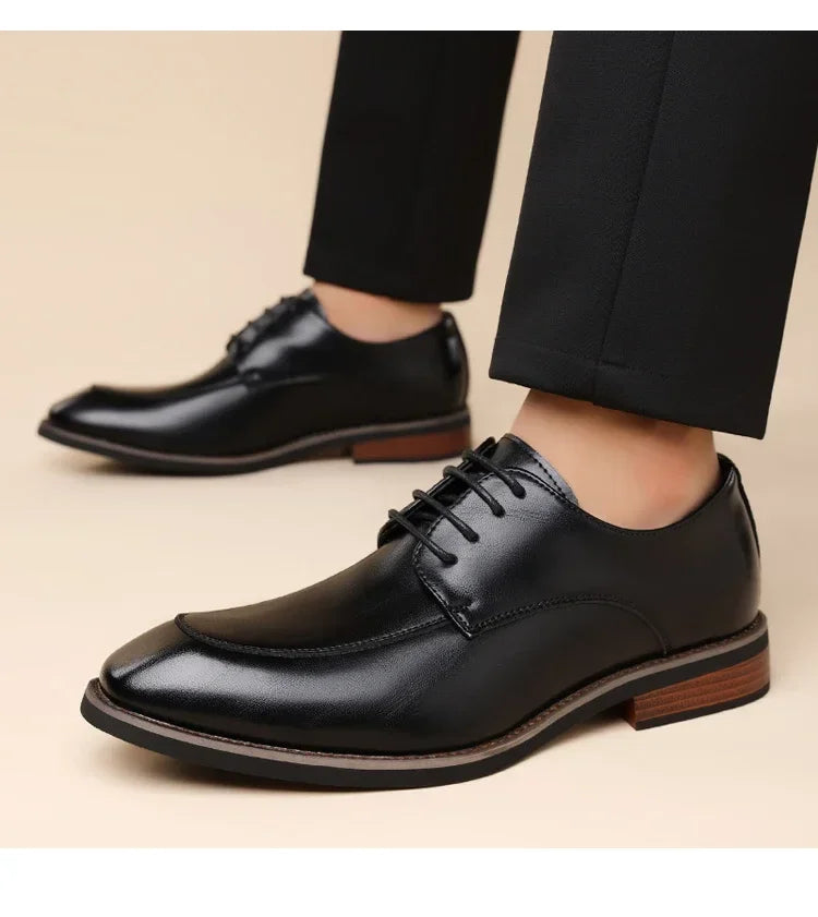 Men's Formal Leather Shoes, Comfortable Soft Sole Office Derby Shoes, Breathable Anti-Slip Business Men's Shoes-HT1009