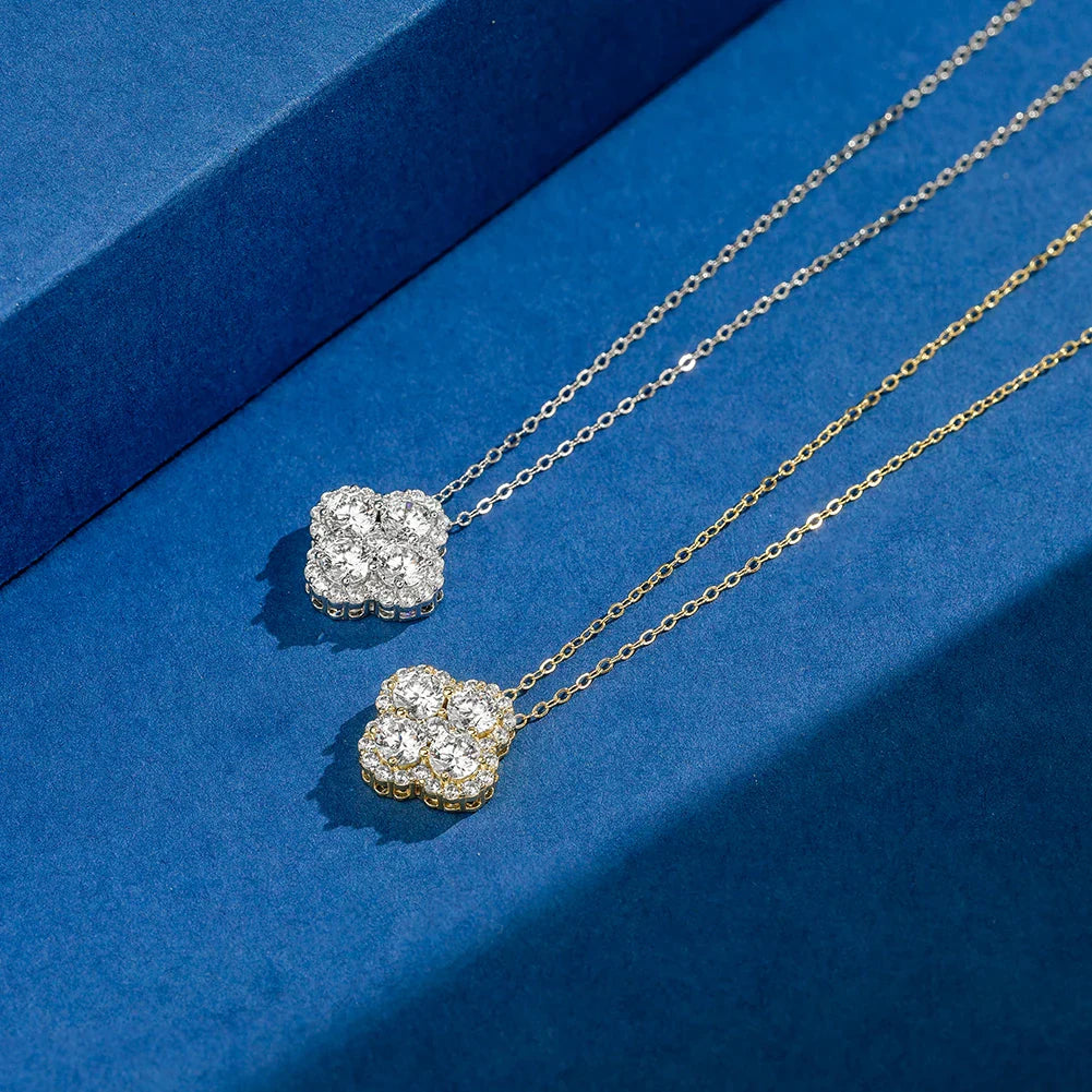 Exquisite 925 Silver 8A Premium Zircon Pendant Necklace for Women Lucky Four-leaf Clover Wedding Jewelry LZN28