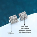 0.5/1/2carat Princess Cut Moissanite Halo Diamond Stud Earrings with Certificates 925 Sterling Silver Square Ear Studs for Women