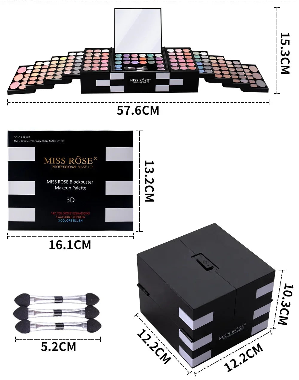 Makeup Case Set Kit-Ultimate Color Combination-Holiday Gift Set Cosmetic Eye Shadow Lip Gloss Blush Brow Combo Palette