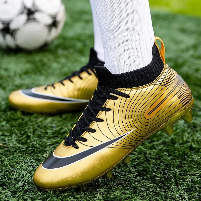 Professional Men Ankle Football Boots Outdoor Grass Cleats Unisex Soccer Shoes Long Spikes Tf Football Shoes Chuteira Society