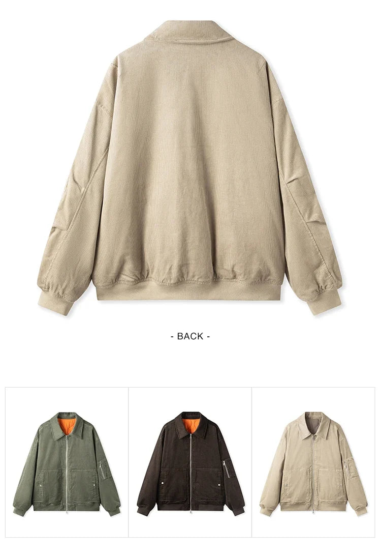 Cotton Jacket Men Corduroy Texture 2024 Winter New Pilot Jacket Thick Oversize Cotton Jacket