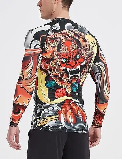 Men's MMA BJJ Rashguard Brazilian Jiu-Jitsu No Gi Grey Compression Gym Shirts Westling Martial Art Training T Shirt