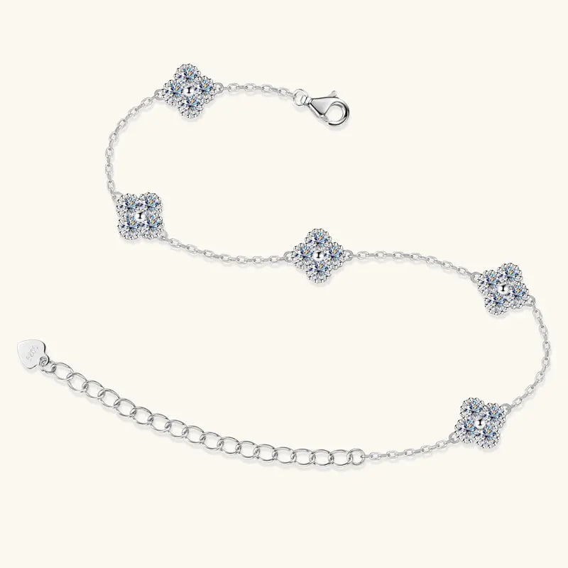 2025 New 925 Silver Flower Clover Bracelet Moissanite 3mm for Women 18k Gold Plated Fine Jewelry Certified Lab Diamond D-E