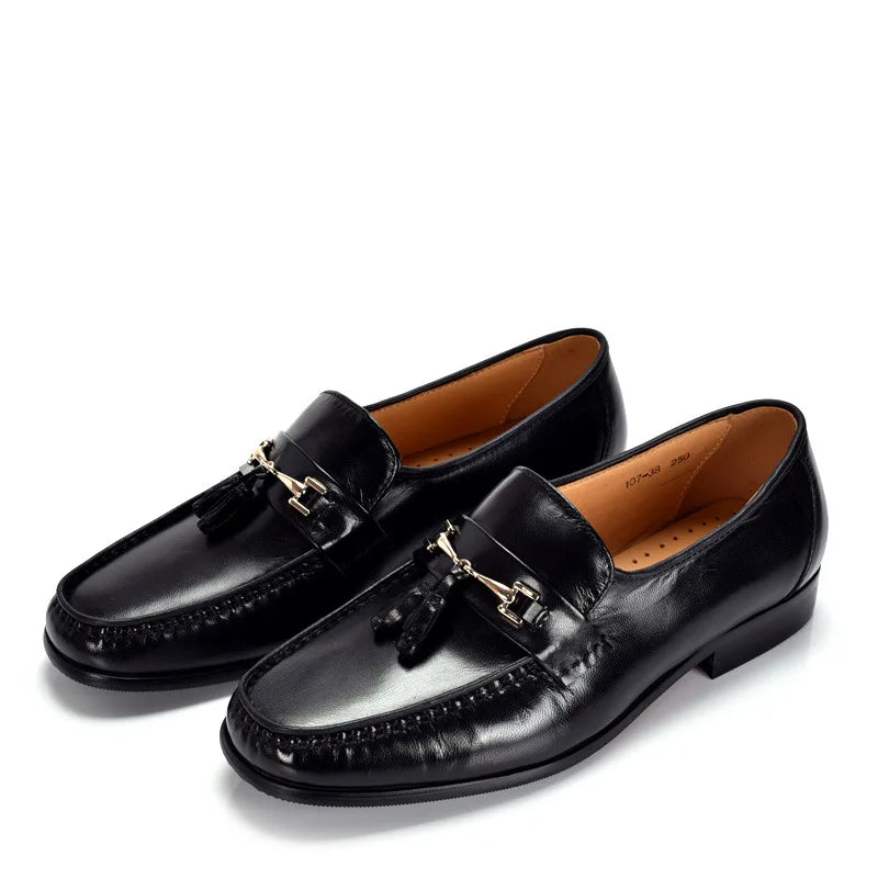 Luxury Brand Men Genuine leather Shoes Moccasins Men's Tassel Loafers Vintage Slip-on Casual Men Social Dress Shoes