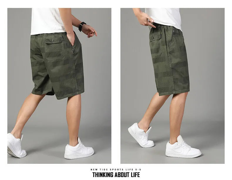 Big Size Men's Casual Shorts Summer Light Weight Shorts Outdoor Sports Cool Breathable Beach Relaxed Fit Cotton Cargo Shorts