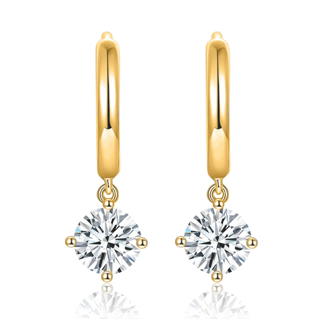 100% Real 0.5 Carat 5mm D Color Moissanite Diamond Drop Earrings Women’s S925 Silver Plated 18K Yellow Gold Tassel Earring
