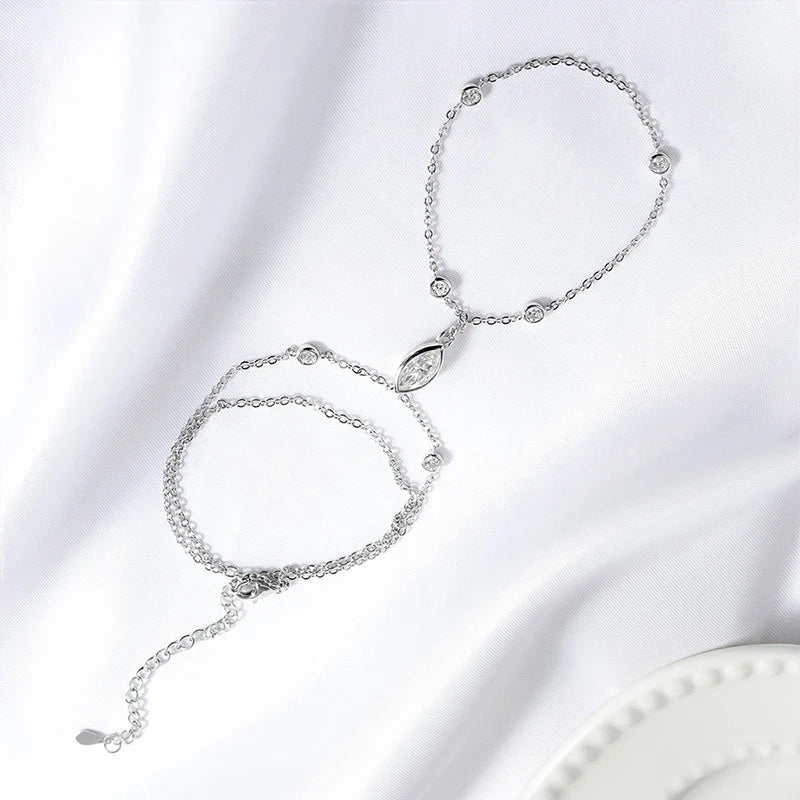 Marquise Cut Bubbles Moissanite Bracelets for Women Adjustable 14-19cm Lab Grown Diamond Chain Pure S925 Silver Jewelry